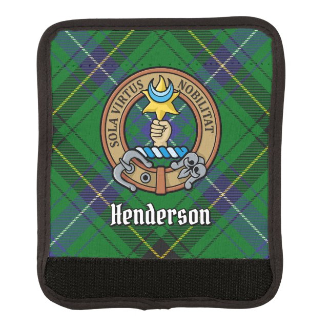 Clan Henderson Crest over Tartan Luggage Handle Wrap (Front)