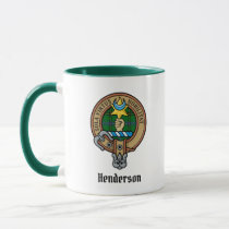 Clan Henderson Crest over Tartan Mug