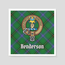 Clan Henderson Crest over Tartan Napkins