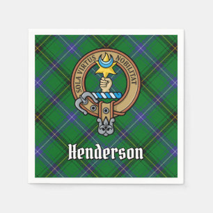 Clan Henderson Crest over Tartan Napkins