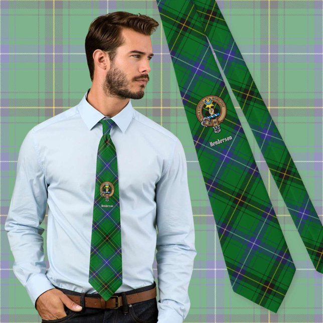 Clan Henderson Crest over Tartan Neck Tie (Creator Uploaded)