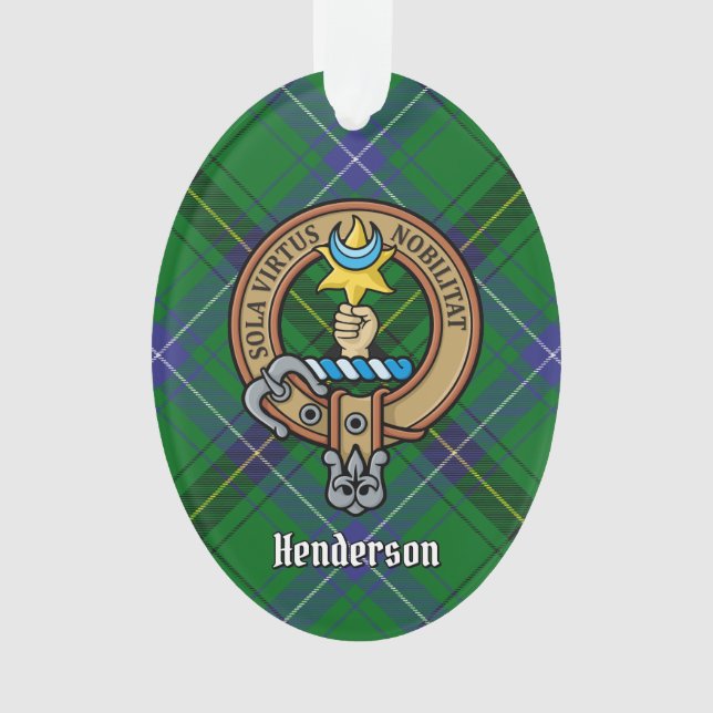 Clan Henderson Crest over Tartan Ornament (Front)