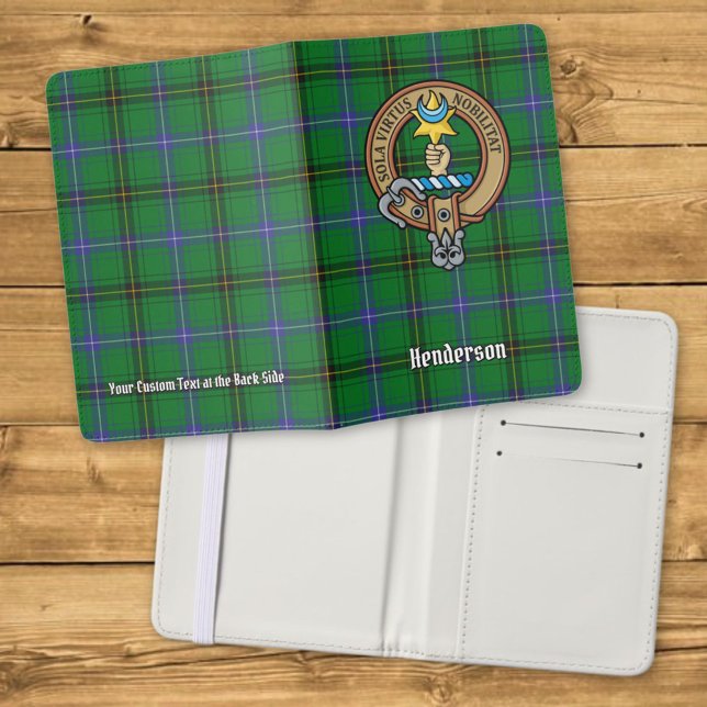 Clan Henderson Crest over Tartan Passport Holder (Creator Uploaded)