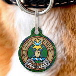 Clan Henderson Crest over Tartan Pet ID Tag<br><div class="desc">Clan Henderson crest badge surrounded by a strap and buckle over tartan background. Custom text on both sides.</div>