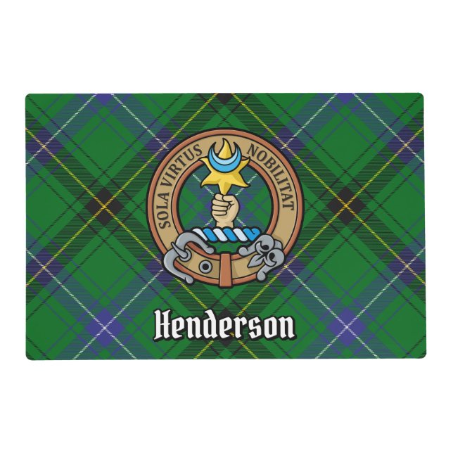 Clan Henderson Crest over Tartan Placemat (Front)