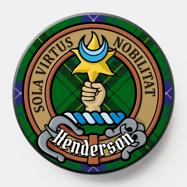 Clan Henderson Crest over Tartan PopSocket (Popsocket)