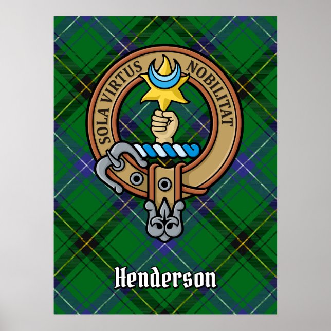 Clan Henderson Crest over Tartan Poster (Front)