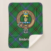 Clan Henderson Crest over Tartan Sherpa Blanket