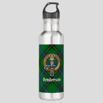 Clan Henderson Crest over Tartan Stainless Steel Water Bottle
