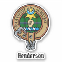 Clan Henderson Crest over Tartan Sticker