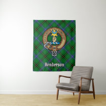 Clan Henderson Crest over Tartan Tapestry