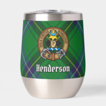 Clan Henderson Crest over Tartan Thermal Wine Tumbler