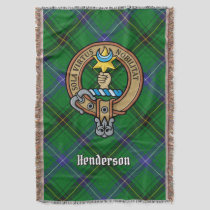 Clan Henderson Crest over Tartan Throw Blanket
