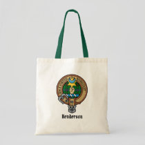 Clan Henderson Crest over Tartan Tote Bag