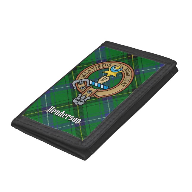 Clan Henderson Crest over Tartan Trifold Wallet (Bottom)