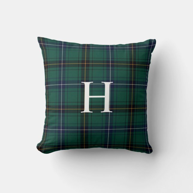 Clan Henderson Monogram Tartan Plaid Pillow (Front)