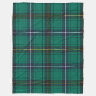 Clan Henderson Plaid Green Black Tartan Check Fleece Blanket