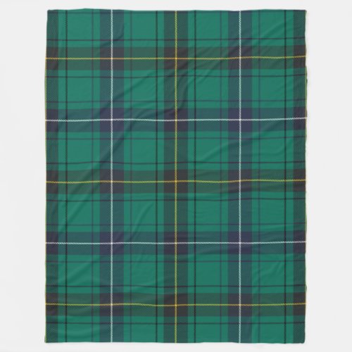 Clan Henderson Plaid Green Black Tartan Check Fleece Blanket