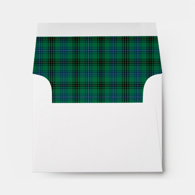 Clan Henderson Tartan Bright Green and Blue Plaid Envelope (Back (Bottom))