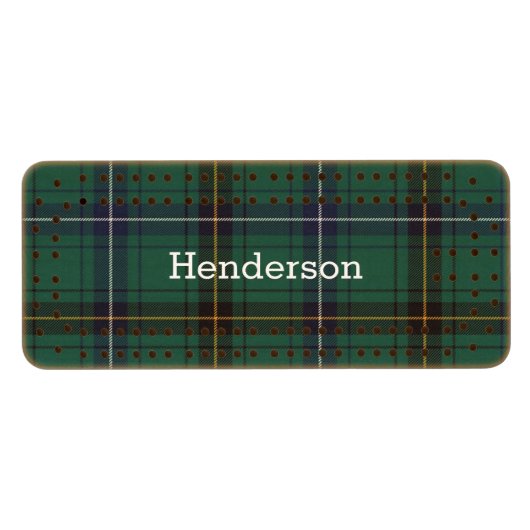 Clan Henderson Tartan Plaid Cribbage Board (Front (Horizontal))