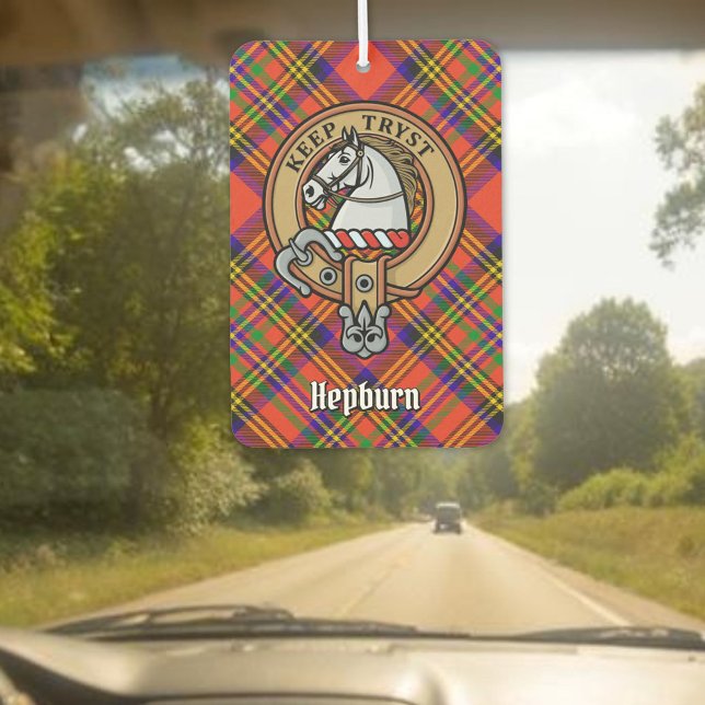 Clan Hepburn Crest over Tartan Air Freshener (Creator Uploaded)