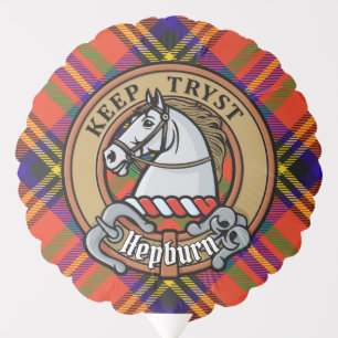 Clan Hepburn Crest over Tartan Balloon