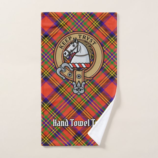 Clan Hepburn Crest over Tartan Bath Towel Set (Hand Towel)