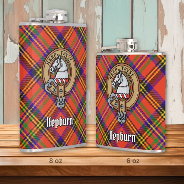Clan Hepburn Crest over Tartan Flask (Creator Uploaded)