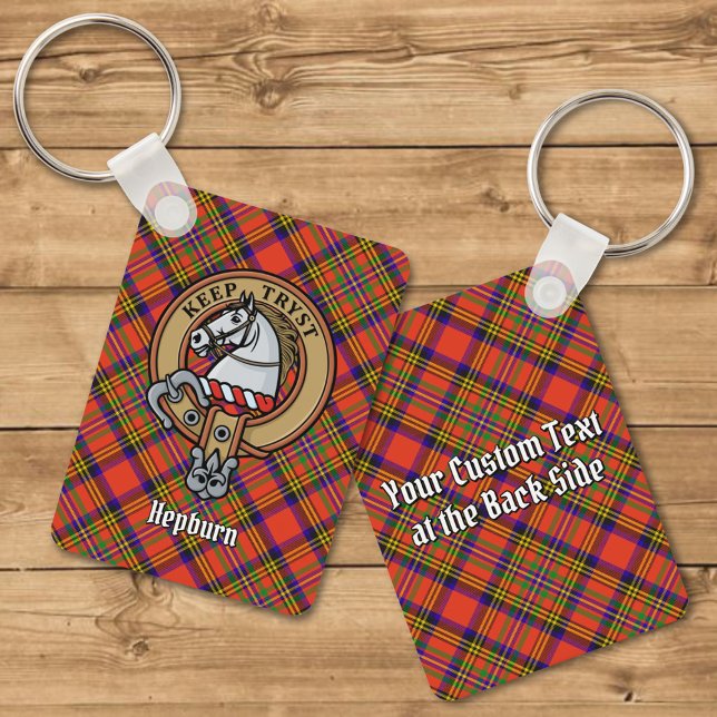 Clan Hepburn Crest over Tartan Keychain (Creator Uploaded)