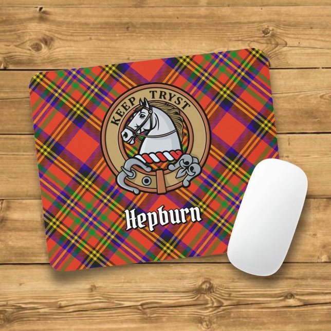 Clan Hepburn Crest over Tartan Mouse Pad (Creator Uploaded)