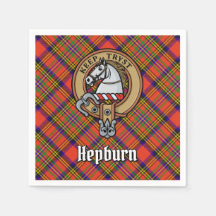 Clan Hepburn Crest over Tartan Napkins