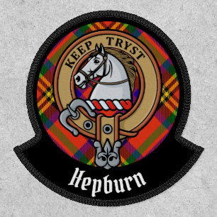 Clan Hepburn Crest over Tartan Patch