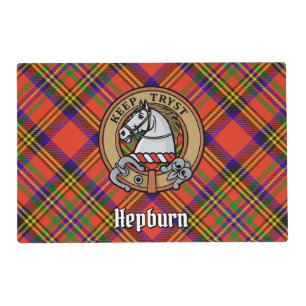 Clan Hepburn Crest over Tartan Placemat