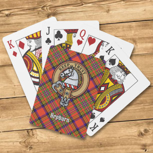 Clan Hepburn Crest over Tartan Poker Cards