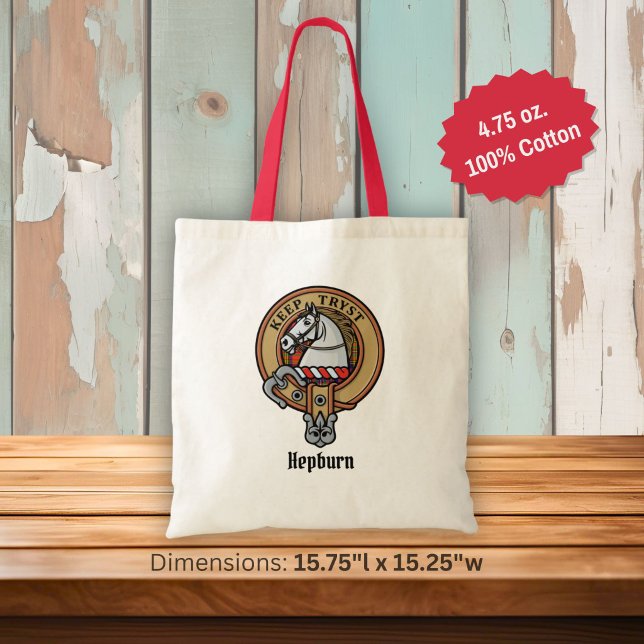 Clan Hepburn Crest over Tartan Tote Bag (Creator Uploaded)