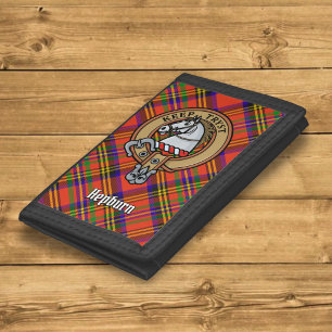 Clan Hepburn Crest over Tartan Tri-fold Wallet