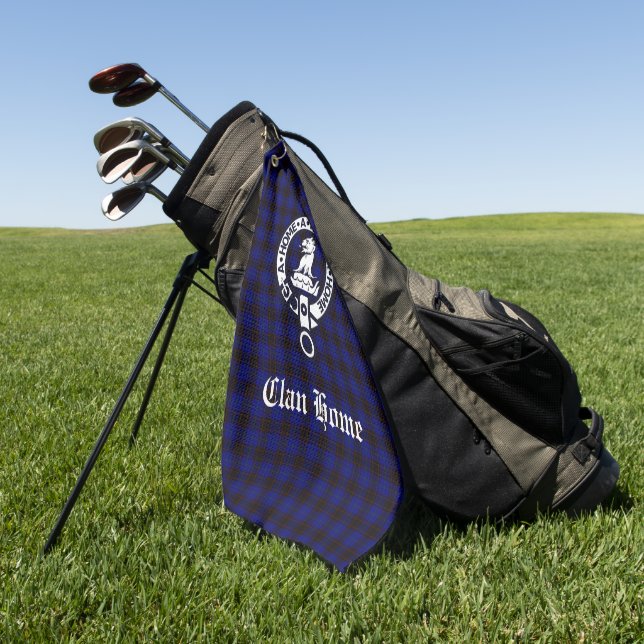 Clan Home Crest Badge and Tartan  Golf Towel (Green)