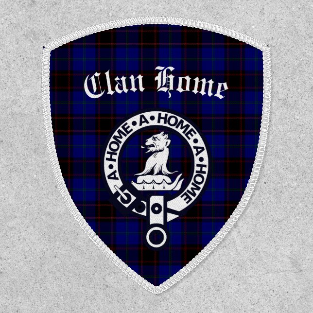 Clan Home Crest Badge and Tartan Iron On Patch (Front)