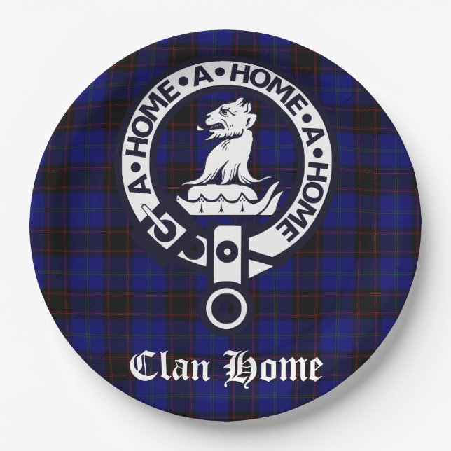 Clan Home Crest Badge and Tartan Paper Plates (Front)