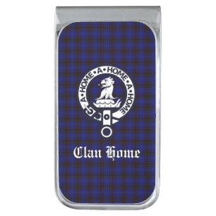 Clan Home Crest Badge and Tartan Silver Finish Money Clip