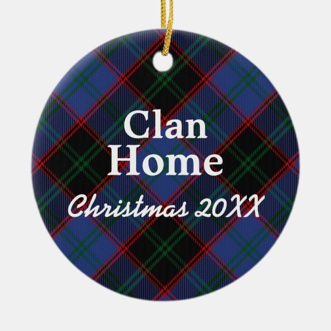 Clan Home Hume Scottish Tartan Ceramic Ornament (Front)