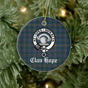 Clan Hope Crest Badge & Tartan Ceramic Ornament