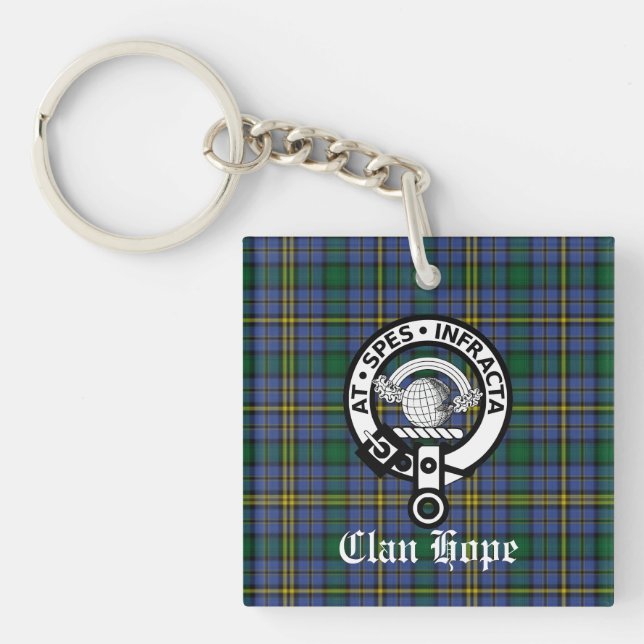 Clan Hope Crest Badge & Tartan Keychain (Front)