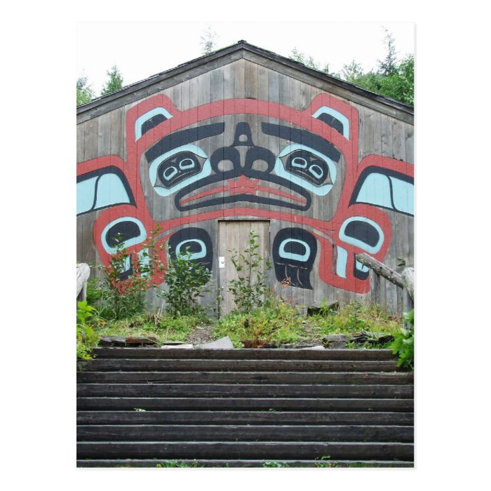 Clan house and totem poles, Ketchikan, Alaska Postcards