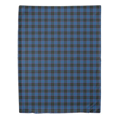 Clan Hume Blue and Black Scottish Tartan Duvet Cover
