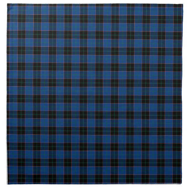 Clan Hume Royal Blue and Black Scottish Tartan Napkin (Front)