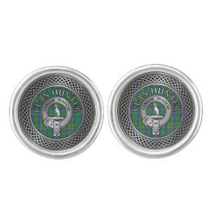 Clan Hunter Crest & Tartan Knot Cufflinks