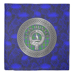 Clan Hunter Crest & Tartan Knot Duvet Cover