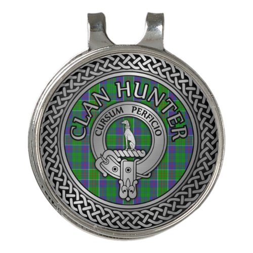 Clan Hunter Crest  Tartan Knot Golf Hat Clip