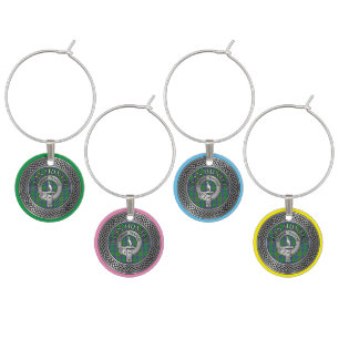 Clan Hunter Crest & Tartan Knot Wine Charm